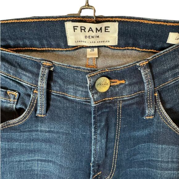 Frame le Skinny de Jeanne Crop Dark Wash Distressed 28 Classic Staple Basic - Picture 3 of 10